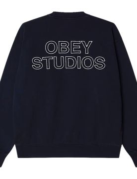 Felpa studios faded crew fleece - dark navy faded wash