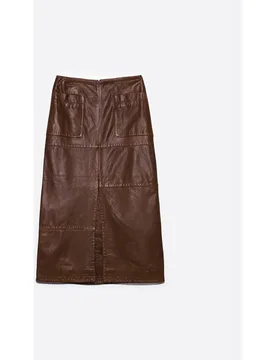 Falda midi piel lavada - Bimba y Lola - FashionsVida