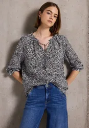 Street One Gemusterte Bluse mit Rüschen female Blau