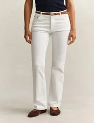 Mid Rise Slim Flare Jeans Cream female