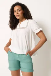 Women's Cotton Poplin Shorts in Green Size: 14 - Green - Size: 14