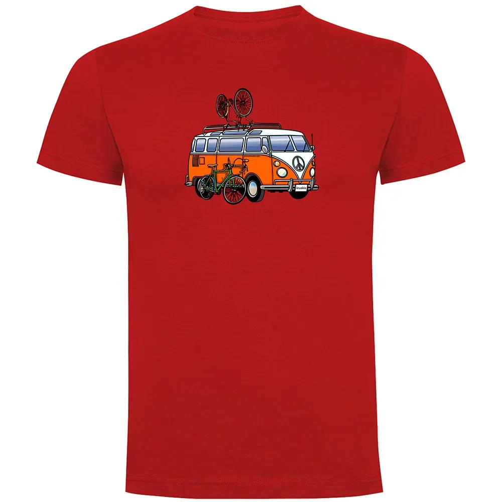 Maglietta A Maniche Corte Hippie Van Bike Red - Kruskis - FashionsVida