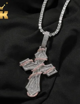 THE BLING KING Thorn Two-Tone Iced Cross Pendant Necklace Micro Paved Multi Layer Necklace Luxury Hiphop Jewelry For Men Women - Aliexpress - FashionsVida