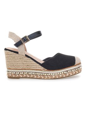 Sandali Espadrillas Neri Con Zeppa e Fibbia 322290 37