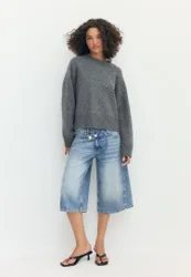 Basic-Pullover aus Soft-Strick Graumeliert M