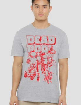 Unisex Deadpool Corps Red Attack T-Shirt, Athletic Heather in Light Grey Size: 4XL - Light Grey - Size: 4XL - Marvel - FashionsVida