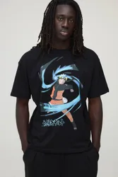 Herren Naruto Uzumaki Punch Oversized Lizenz-Print T-Shirt Black Größe Medium