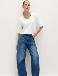 Pure Cotton Heavyweight V-Neck T-Shirt Soft White female