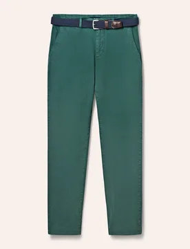 Chino inklusive Gürtel, Regular Fit#normale Größen#schlanke Größen#untersetzte Größen, Farbe Grün, 98, inklusive Gürtel elastisch & bequem He - Walbusch - FashionsVida