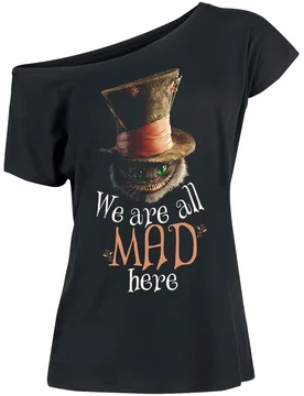Disney T-Shirt - We Are All Mad Here - S bis XL - für Damen - Größe S - schwarz - Lizenzierter Fanartikel - Frauen - female - Alice im Wunderland - FashionsVida