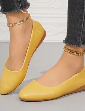 Mocasines elegantes y de moda para oficina para mujeres, zapatos cómodos y de suela blanda para madres, zapatos planos de estilo francés para uso ca - Shein - FashionsVida
