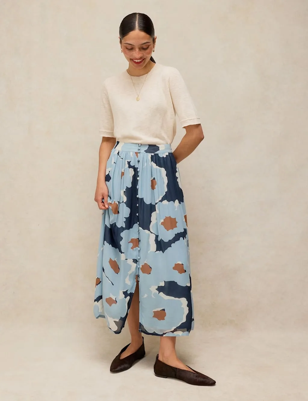 Floral Button Front Maxi Skirt Blue Mix female - White stuff - FashionsVida