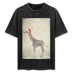 Christmas Giraffe T-Shirt Soft Stretch Short Sleeve Top