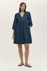 Marilyn Denim Mini Dress - Dark Indigo - Size: 12