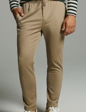 Pantaloni da jogging in maglia strutturata - beige