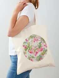 Rainbow Fuchsia Floral Pattern Tote Bag Women's tote bag Shopper handbag canvas tote bags