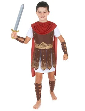 Römischer Soldat Kinderkostüm Krieger braun-weiss-rot - KARNEVAL-MEGASTORE - FashionsVida