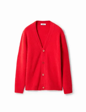 Cardigan uni texturé RED M male - Desigual - FashionsVida