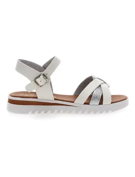Sandali Bianchi e Argento con Fasce Incrociate e Cinturino 003 38 - PLOCADI - FashionsVida