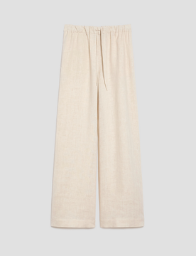 Pantalone ampio in puro lino donna ecru