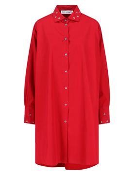 Smoke Mother of Pearl Button Poplin Dress