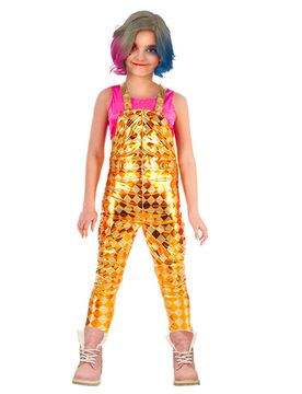 Clown-Latzhose für Kinder Film-Kostüm für Mädchen gold-gelb - female