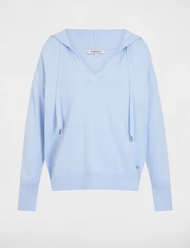 Jersey de mujer con capucha y escote pico - Morgan - FashionsVida