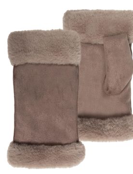 Mitaines bord imitation fourrure Taupe taupe Tailleunique