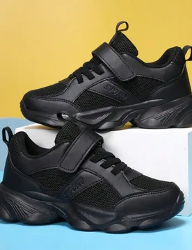 Par de Zapatillas deportivas, de tela de malla transpirable, Zapatillas de running, de corte bajo, todo en negro, versátiles zapatillas casuales, lig - Shein - FashionsVida