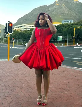 Customized New Mini Short Aso Ebi Red Cocktail Dress Sexy Knee Length Special Occasion Strap Ruffle Party Evening Dress 2025 - Aliexpress - FashionsVida