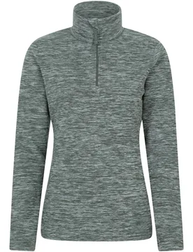 Women's Snowdon Fleece Top Quick Dry Half Zip Jumper in Khaki Size: 16 - Khaki - Size: 16 - Mountain Warehouse - FashionsVida