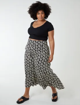 Curve Shirred Wide Leg Trousers - 26/28 / BLACK - female - Blue Vanilla - FashionsVida