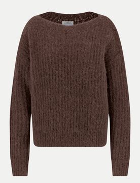 Casual-Fit Strickpullover Hairy Yarn Braun XS