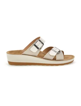 Ciabatte bianche con doppia fascia regolabile e zeppa 90420k26hc 39 - Fly Flot - FashionsVida
