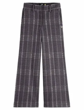 Pantalon Wide Leg Checked Plaza Taupe Check 4 Années Fille - Scotch & Soda - FashionsVida