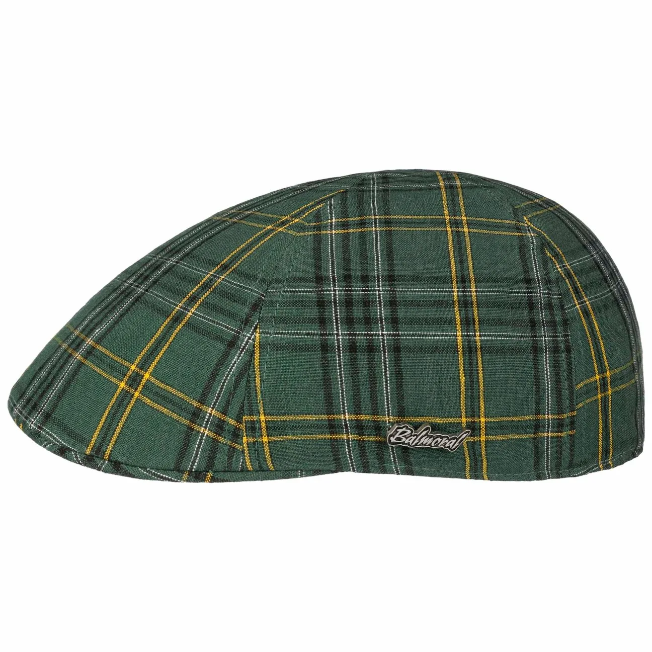 Levington Check Duck Flat Cap by - dark green - Size: L (59-60 cm) - Balmoral - FashionsVida