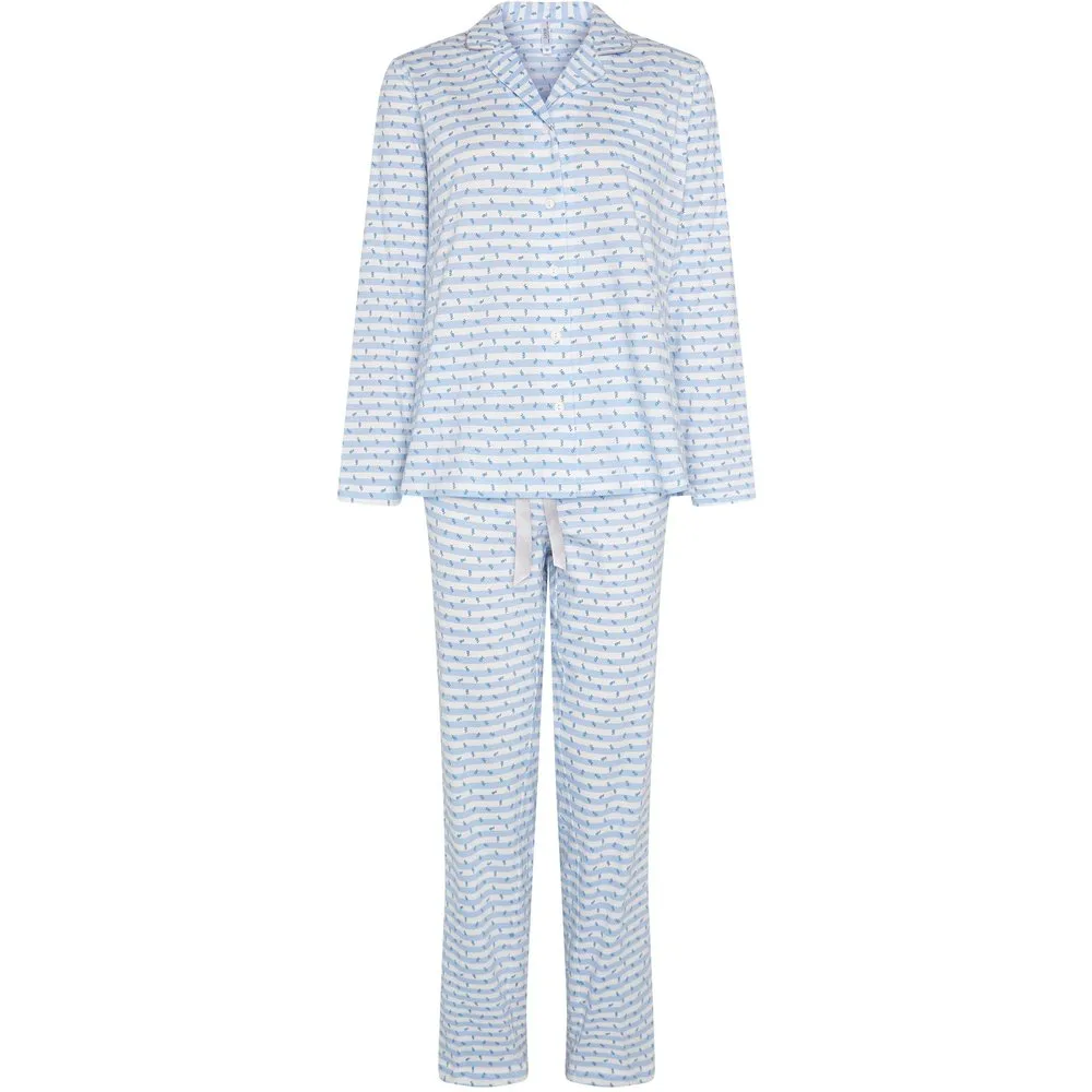 Pijama de mujer con rayas y flores abierto - Lohe - FashionsVida