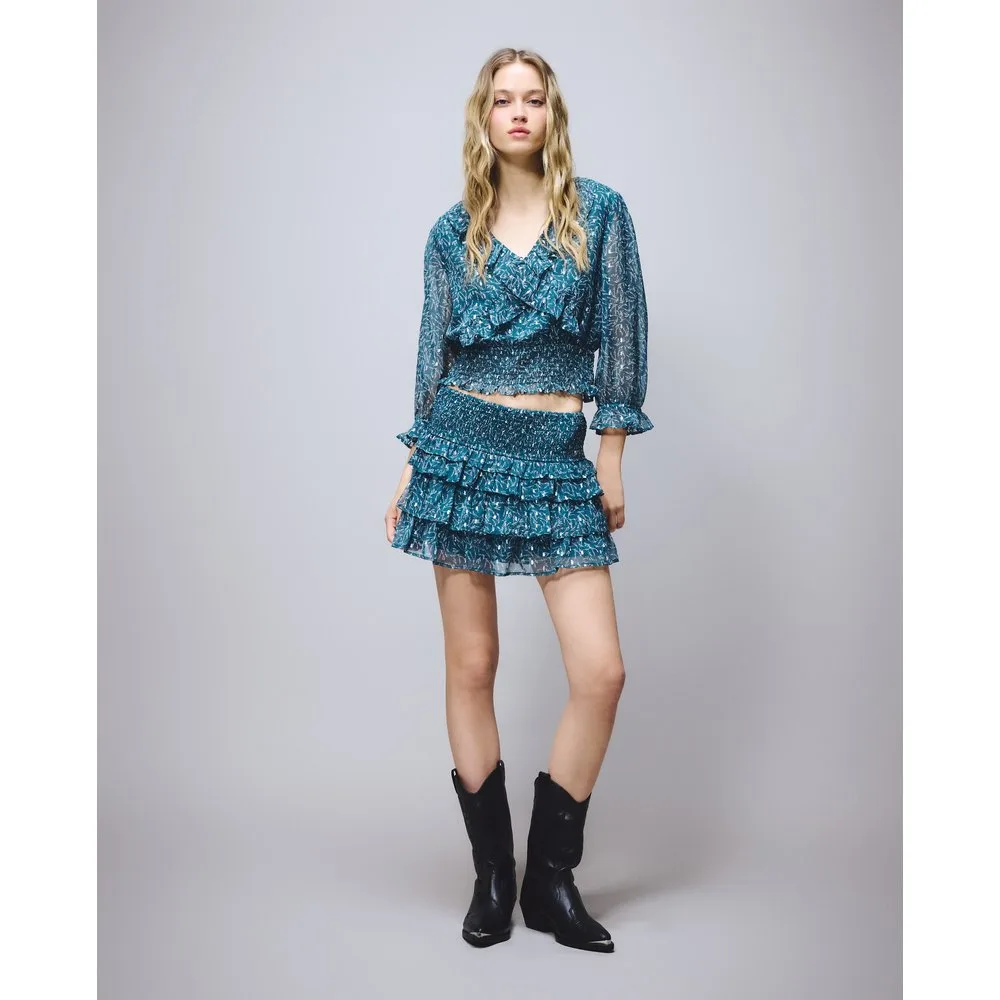 Falda gomas volantes print - Green Coast - FashionsVida