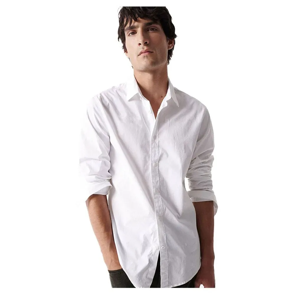 Chemise à Manches Longues Basic White XL - Salsa Jeans - FashionsVida