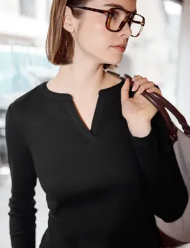 Street One Rippstrukturshirt female Schwarz