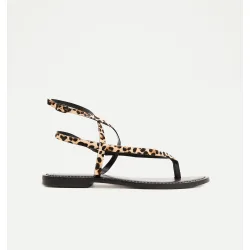 Sandalias de mujer en piel con print animal