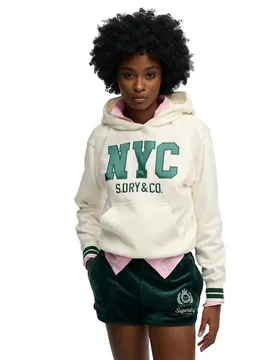 Felpa Con Cappuccio Country Club Varsity Cream M