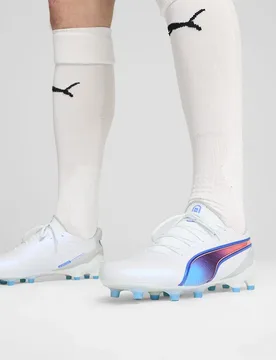 Chaussures De Football King Ultimate Fg/ag White / Bluemazing / Flat Light Gray / Sunset Glow EU 43 - Puma - FashionsVida
