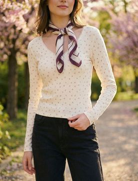 Blusa in cotone con stampa floreale - multicolor