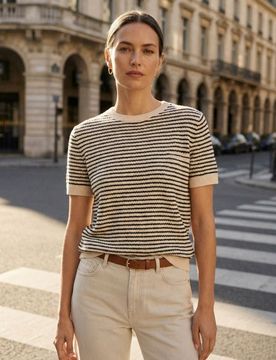 Blusa in maglia con filo metallico, in viscosa - multicolor