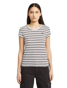 T-shirt à Manches Courtes Et Col En V Stripe Eyben Slim 2.0 Milk / Maroon Double Stripe L