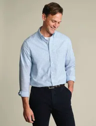 Slim Fit Pure Cotton Check Shirt Light Blue male