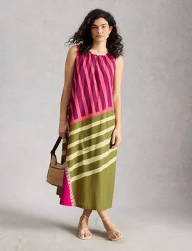Pure Cotton Printed Midaxi Shift Dress Pink Mix female - White stuff - FashionsVida