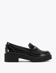 Patent Block Heel Loafers Black female