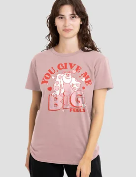 Women's Monsters Inc Sully Big Feels T-Shirt, Powder Rose Size: Large - Rose - Size: L - Disney - FashionsVida